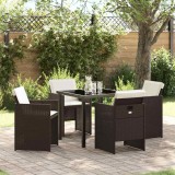 Cumpara ieftin Set de masă pentru grădină cu pernă 5 pcs Maro Rattan poli