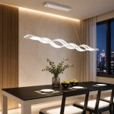 Lustra LED suspendata cu telecomanda WAVE, 105W, Lumina Rece/Calda/Neutra, Dimabila, Alb, Inaltime Reglabila