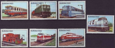 Burkina Faso 1985 - Locomotive, serie neuzata foto