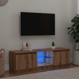 vidaXL Dulap TV LED Stejar Artizanal 120cm Comoda TV Living Maro Lemn