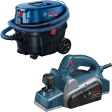 Bosch GHO 6500 + GAS 12-25 PL - Rindea electrica 650 W 82 mm cutite reascutibile + Aspirator umed-uscat 1250 W 200 mbar 25 l priza scule electrice