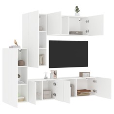 vidaXL Unități TV de perete, 5 piese, alb, lemn prelucrat 3216489 foto
