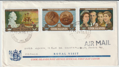 Colonii Anglia , Cook Islands 1970 , Plic FDC Circulat foto