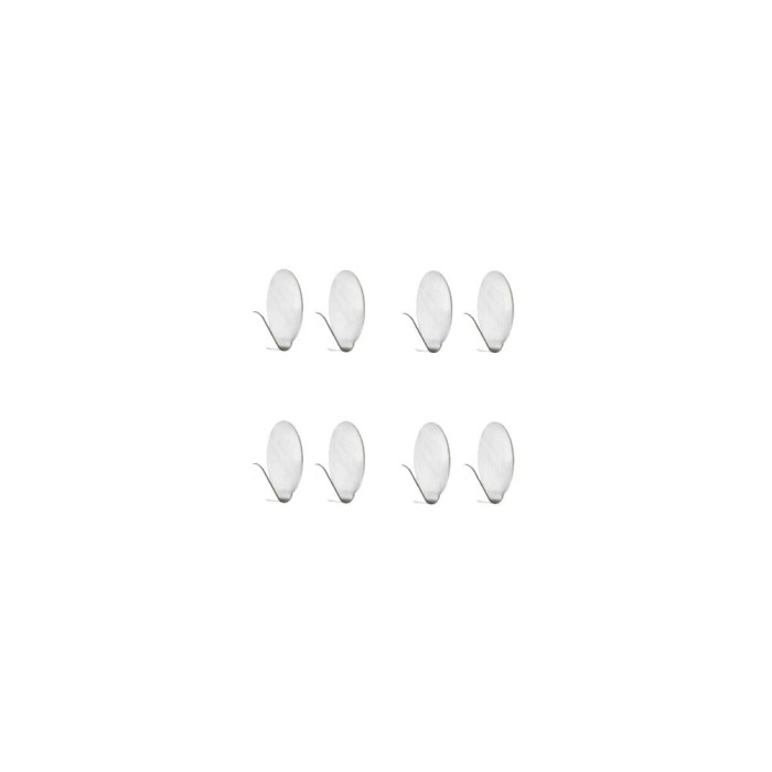 Set 8 agatatori cuier autoadezive, inox, ovale Sepio