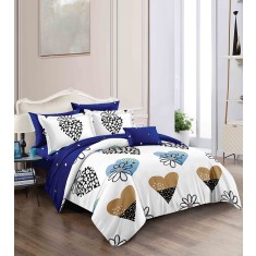 Lenjerie de pat pentru o persoana cu 2 huse de perna dreptunghiulara, Kornat, bumbac mercerizat, multicolor