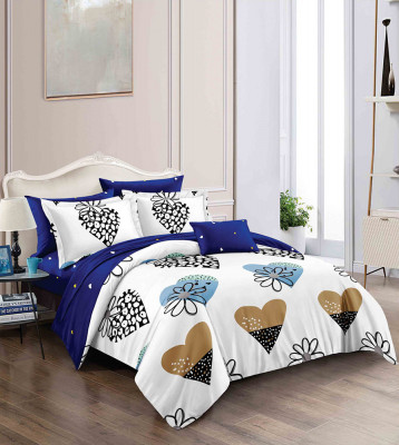 Lenjerie de pat pentru o persoana cu husa elastic pat si fata perna dreptunghiulara, Kornat, bumbac mercerizat, multicolor foto