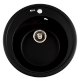 Chiuveta de bucatarie din granit rotunda SUN Flow, negru antracit, 510x200 mm