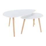 Cumpara ieftin Set 2 masute mdf alb fag natur Folko 116x66x45 cm, 75x43x39 cm