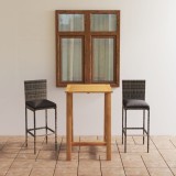 Cumpara ieftin Set mobilier de bar de grădină cu perne, 3 piese, gri
