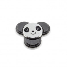 Fidget Spinner Metalic cu Fata Panda - Argintiu/Negru foto