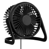 Ventilator de masa, 14 cm, inclinare reglabila, USB, Negru, General