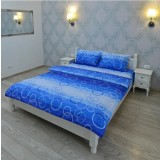 Lenjerie pentru 2 persoane Somnart Ultrasleep XXL, bumbac 100%, albastru, model cercuri