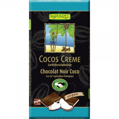 Ciocolata Amaruie cu Umplutura de Crema de Cocos Vegana Bio 100gr Rapunzel foto