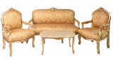 Set baroc din lemn masiv auriu cu tapiterie aurie CAT381A06, Sufragerii si mobilier salon