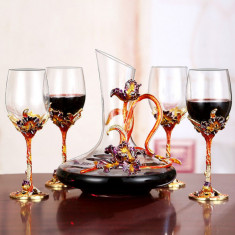 Set Cadou Fleur-de-Lis, Decantor Vin si 4 pahare Vintage, Lucrate Manual