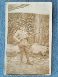 161 - Fotografie veche soldat cu arma WW1