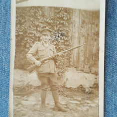 161 - Fotografie veche soldat cu arma WW1
