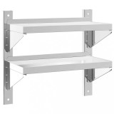 Cumpara ieftin Raft perete 2 niveluri 50x23,5x48 cm argintiu otel inoxidabil