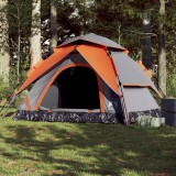 VidaXL Cort camping cupolă 5 persoane, gri/portocaliu, setare rapidă