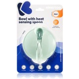 Kikkaboo Suction Bowl &amp; Heat Sensing Spoon serviciu de masă 4 m+ Mint 3 buc