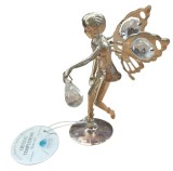 FIGURINA VINTAGE DIN METAL ARGINTATA, DECORATĂ CU CRISTALE SWAROVSKI