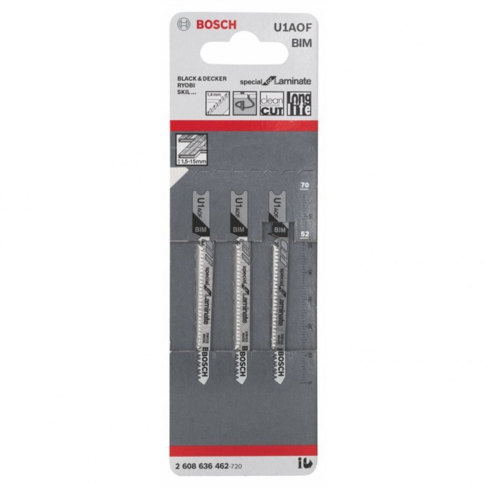 Bosch Set 3 panze U1AOF Special for Laminate, 70x52x1.4mm ProAdvanced PowerfulTools