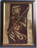 TABLOU nou foita aur, pictura moderna , -RAZBOINIC AFRICAN- PICTOR CONSACRAT