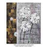 Tablou pictat manual, Margarete stilizate, 60x50cm ulei pe panza, gata de agatat pe perete