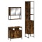 Set mobilier de baie, 3 piese, stejar fumuriu, lemn prelucrat