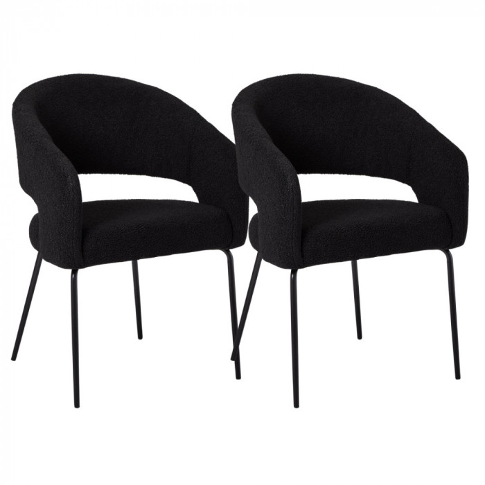 Set of 2 Black Dining Chairs Natalie