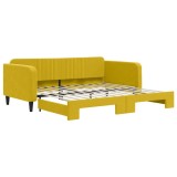 Cumpara ieftin Pat de zi cu extensie, galben, 100x200 cm, catifea