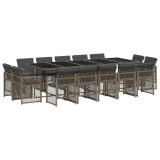 Cumpara ieftin Set mobilier de gradina cu perne, 15 piese, gri, poliratan