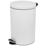 Cos gunoi Alda SOFTF612E, metal + plastic, forma cilindrica, alb, cu pedala si capac soft-close, 12 L