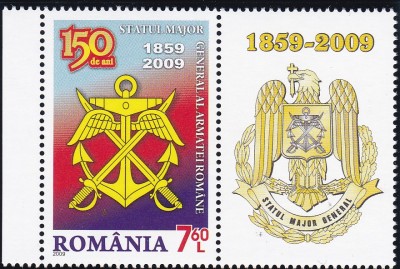 2009 LP 1849 d STATUL MAJOR GENERAL AL ARMATEI ROMANE SERIE+VINIETA MNH foto