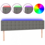 Cumpara ieftin Tablie de pat cu LED, gri inchis, 200x5x78/88 cm, textil