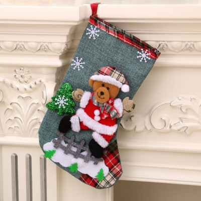 Ciorap pentru decor - Bear Santa Claus foto