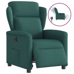 vidaXL Fotoliu rabatabil electric, verde &icirc;nchis, material textil