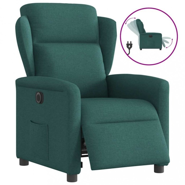 vidaXL Fotoliu rabatabil electric, verde &icirc;nchis, material textil
