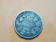 #42 1/2 Mark 1905 J Germania argint / 1/2 marca