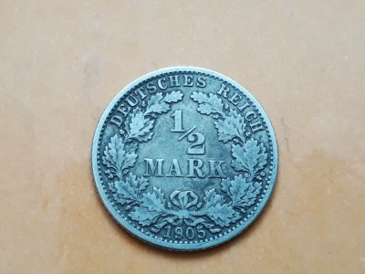 #42 1/2 Mark 1905 J Germania argint / 1/2 marca foto