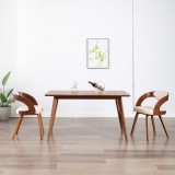 VidaXL Scaune de bucătărie, 2 buc, crem, lemn curbat &amp; piele ecologică