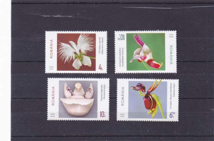 ROMANIA 2022 FANTEZIILE FLORILOR ORHIDEE serie 4 timbre ,LP 2362 MNH