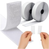 Banda autoadeziva cu scai, universala, latime 2.5 cm, lungime 500 cm, poliester, alb
