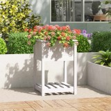 Cumpara ieftin Jardinieră cu raft, alb, 54x54x81 cm, lemn masiv de pin