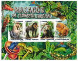 S. TOME E PRINCIPE 2015 - Fauna, Macaci din paduri tropicale /colita noua, Stampilat
