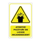 Sticker indicator Atenție picături de lichid incandescent