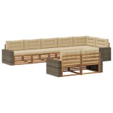 vidaXL Set de canapele de exterior cu pernă 8 pcs Natural și Bej 3383521