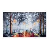 Tablouri pictate manual living, Impreuna pe aleea vietii, stilizat, 120x70cm ulei pe panza in cutit efect 3D, Mgistral