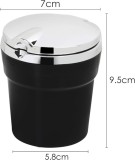 Cumpara ieftin Scrumiera Auto Renault, LED, Capac Rabatabil, Plastic Negru/Gri, 7x5.8x9.5cm, Portabila