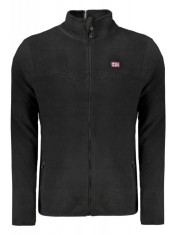 Bluza cu fermoar barbati, cu 2 buzunare exterioare, cu logo brodat, negru foto